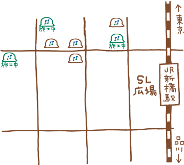新橋駅周辺の施工物件地図のイラスト