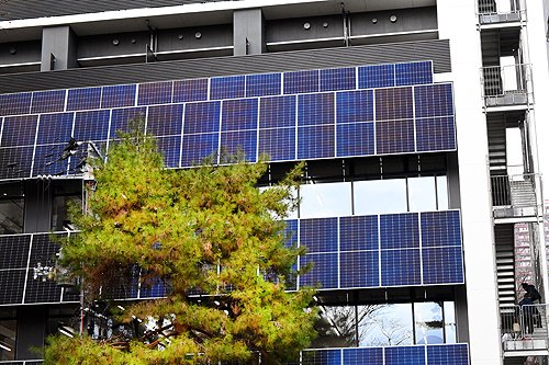 Wall-mounted solar panels
